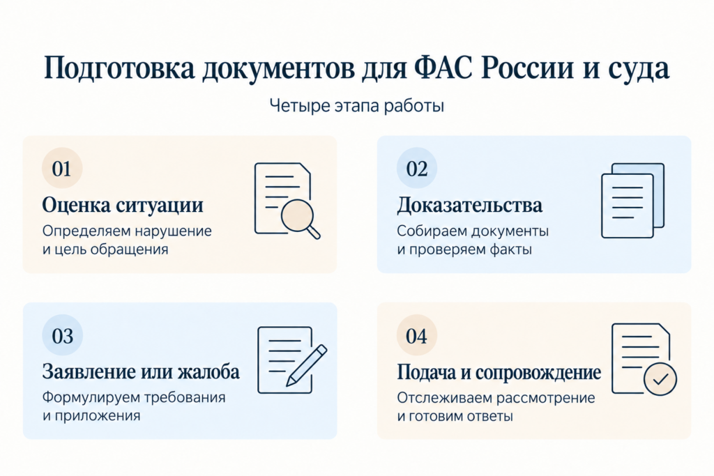 Жалоба в ФАС: подготовка обращения, доказательств и документов для суда