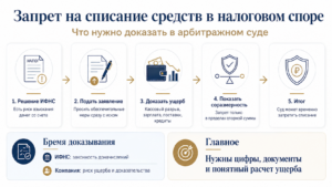 Налоговые споры в арбитражном суде: запрет списания со счета